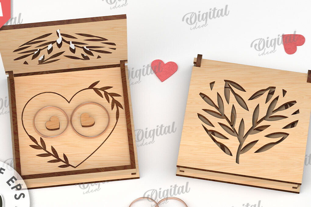 Intra απο ξύλο plywood 3mm-4mm πάχος – Κουτί βέρας με λέιζερ. 3D Ring Box Δίασταση  20x20 cm INTRAFABR-113845182