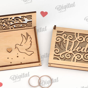 Intra απο ξύλο plywood 3mm-4mm πάχος – Κουτί βέρας με λέιζερ. 3D Ring Box Δίασταση  20x20 cm INTRAFABR-113845208 - Image 1