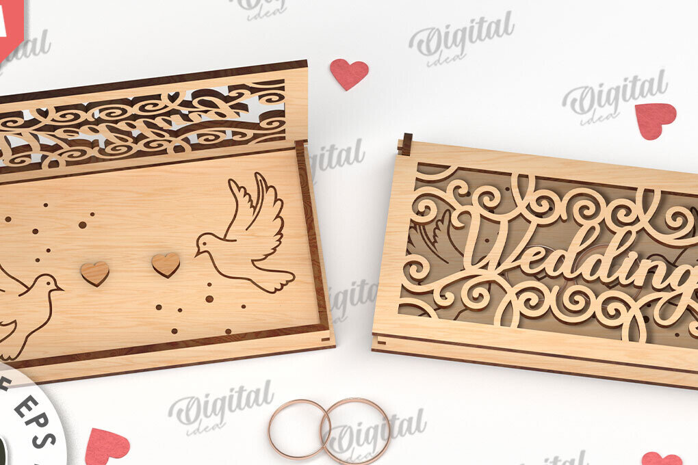 Intra απο ξύλο plywood 3mm-4mm πάχος – Κουτί βέρας με λέιζερ. 3D Ring Box Δίασταση  20x20 cm INTRAFABR-113845208