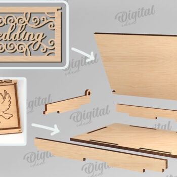 Intra απο ξύλο plywood 3mm-4mm πάχος – Κουτί βέρας με λέιζερ. 3D Ring Box Δίασταση  20x20 cm INTRAFABR-113845208 - Image 2