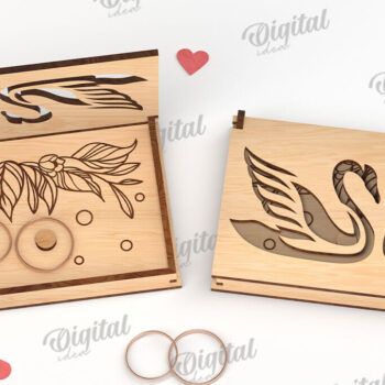 Intra απο ξύλο plywood 3mm-4mm πάχος – Κουτί βέρας με λέιζερ. 3D Ring Box Δίασταση  20x20 cm INTRAFABR-113845331 - Image 1
