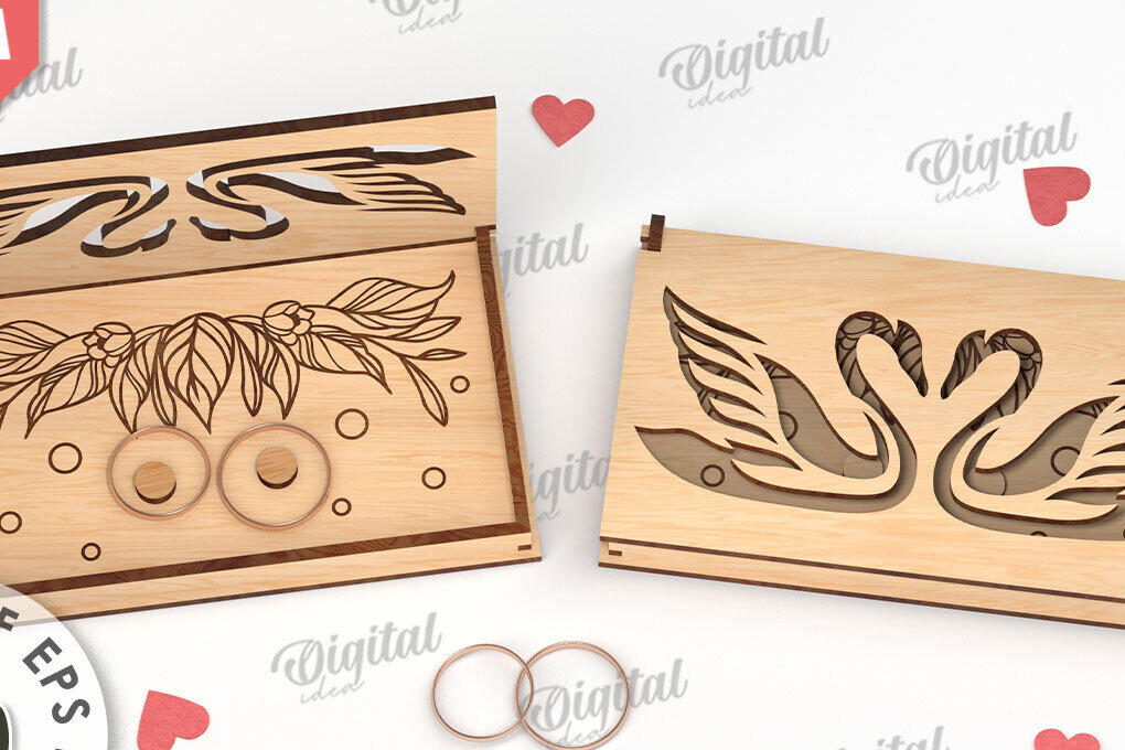 Intra απο ξύλο plywood 3mm-4mm πάχος – Κουτί βέρας με λέιζερ. 3D Ring Box Δίασταση  20x20 cm INTRAFABR-113845331