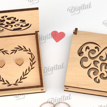 Intra απο ξύλο plywood 3mm-4mm πάχος – Κουτί βέρας με λέιζερ. 3D Ring Box Δίασταση  20x20 cm INTRAFABR-113845356 - Image 1