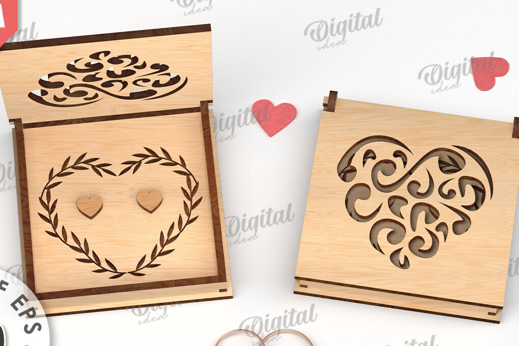 Intra απο ξύλο plywood 3mm-4mm πάχος – Κουτί βέρας με λέιζερ. 3D Ring Box Δίασταση  20x20 cm INTRAFABR-113845356