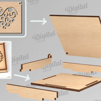 Intra απο ξύλο plywood 3mm-4mm πάχος – Κουτί βέρας με λέιζερ. 3D Ring Box Δίασταση  20x20 cm INTRAFABR-113845356 - Image 2