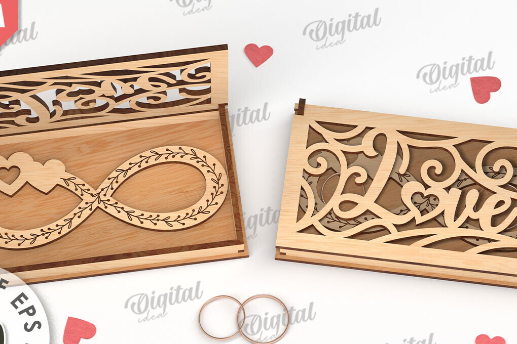 Intra απο ξύλο plywood 3mm-4mm πάχος – Κουτί βέρας με λέιζερ. 3D Ring Box Δίασταση  20x20 cm INTRAFABR-113845381