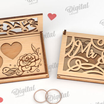 Intra απο ξύλο plywood 3mm-4mm πάχος – Κουτί βέρας με λέιζερ. 3D Ring Box Δίασταση  20x20 cm INTRAFABR-113845056 - Image 1