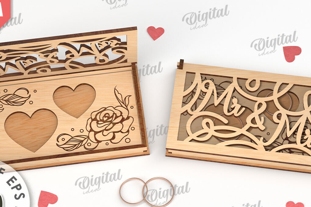 Intra απο ξύλο plywood 3mm-4mm πάχος – Κουτί βέρας με λέιζερ. 3D Ring Box Δίασταση  20x20 cm INTRAFABR-113845056