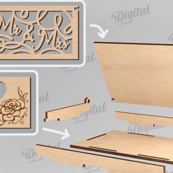 Intra απο ξύλο plywood 3mm-4mm πάχος – Κουτί βέρας με λέιζερ. 3D Ring Box Δίασταση  20x20 cm INTRAFABR-113845056 - Image 2