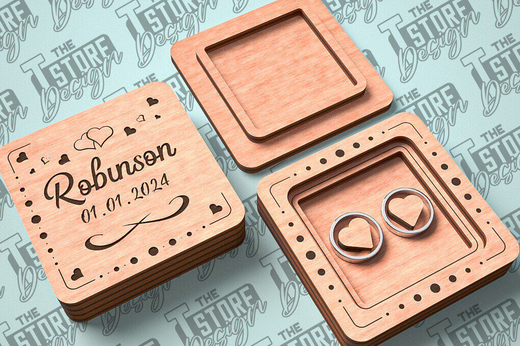 Intra απο ξύλο plywood 3mm-4mm πάχος – Κουτί βέρας με λέιζερ | Κουτί κοσμημάτων Δίασταση  20x20 cm INTRAFABR-81328505