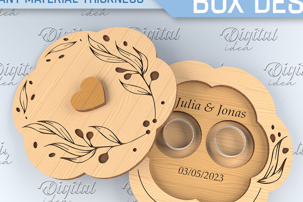 Intra απο ξύλο plywood 3mm-4mm πάχος – Κουτί βέρας. 3D Ring Box Laser Δίασταση  20x20 cm INTRAFABR-87678132 - Image 1
