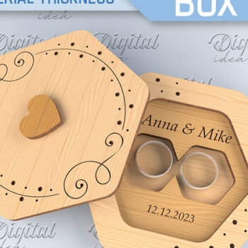 Intra απο ξύλο plywood 3mm-4mm πάχος – Κουτί βέρας. 3D Ring Box Laser Δίασταση  20x20 cm INTRAFABR-87678036 - Image 1
