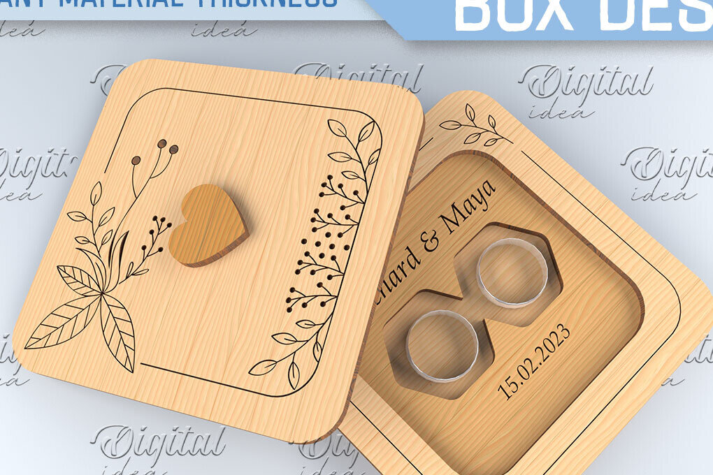 Intra απο ξύλο plywood 3mm-4mm πάχος – Κουτί βέρας. 3D Ring Box Laser Δίασταση  20x20 cm INTRAFABR-87678102