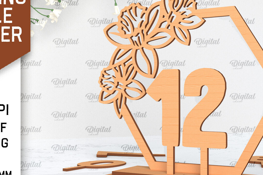 Intra απο ξύλο plywood 3mm-4mm πάχος – Αριθμός Τραπεζιού Γάμου Κοπή Laser Δίασταση  20x20 cm INTRAFABR-100053236