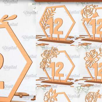 Intra απο ξύλο plywood 3mm-4mm πάχος – Αριθμοί τραπεζιού γάμου Δέσμη κοπής με λέιζερ Δίασταση  20x20 cm INTRAFABR-100056947 - Image 1