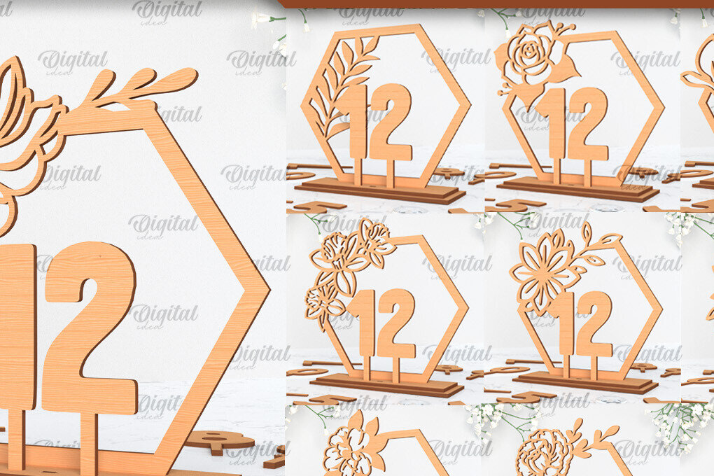 Intra απο ξύλο plywood 3mm-4mm πάχος – Αριθμοί τραπεζιού γάμου Δέσμη κοπής με λέιζερ Δίασταση  20x20 cm INTRAFABR-100056947