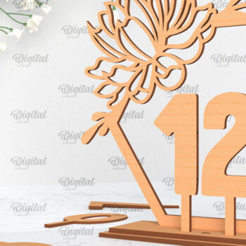 Intra απο ξύλο plywood 3mm-4mm πάχος – Αριθμοί τραπεζιού γάμου Δέσμη κοπής με λέιζερ Δίασταση  20x20 cm INTRAFABR-100056947 - Image 3