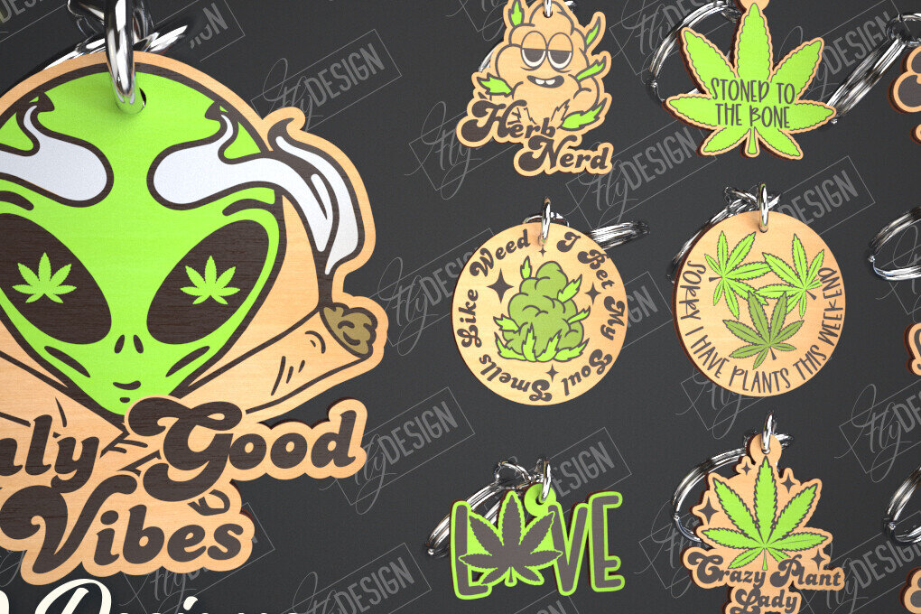 Intra απο ξύλο plywood 3mm-4mm πάχος – Μπρελόκ Weed Bundle |Cannabis Δίασταση  5x5 cm INTRAFABR-102119694