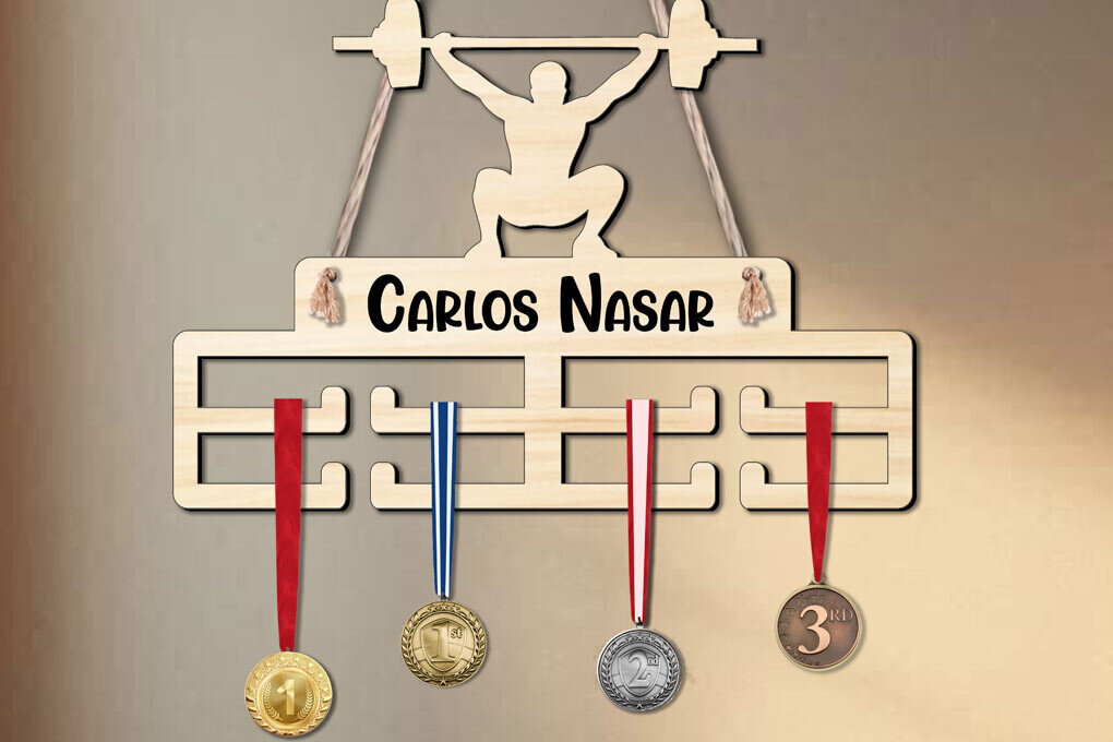 Intra απο ξύλο plywood 3mm-4mm πάχος – Weightlifting Sport Man Κρεμάστρα μετάλλων Δίασταση  20x20 cm INTRAFABR-120285117