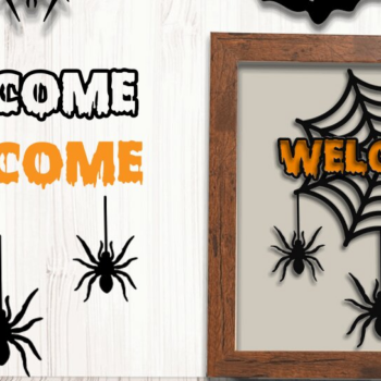 Intra απο ξύλο plywood 3mm-4mm πάχος – Welcom Halloween 3D Δίασταση  20x20 cm INTRAFABR-35500489 - Image 1