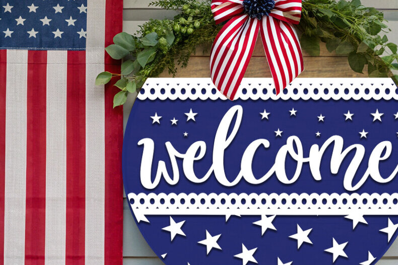 Intra απο ξύλο plywood 3mm-4mm πάχος – Καλώς ήρθατε στις 4 Ιουλίου Door Δίασταση  20x20 cm INTRAFABR-117243790