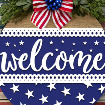 Intra απο ξύλο plywood 3mm-4mm πάχος – Καλώς ήρθατε στις 4 Ιουλίου Door Δίασταση  20x20 cm INTRAFABR-117243790 - Image 3