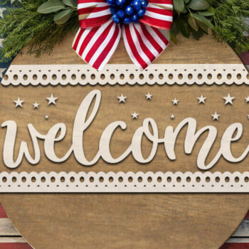 Intra απο ξύλο plywood 3mm-4mm πάχος – Καλώς ήρθατε στις 4 Ιουλίου Door Δίασταση  20x20 cm INTRAFABR-117243891 - Image 3