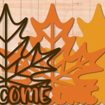 Intra απο ξύλο plywood 3mm-4mm πάχος – Καλώς ορίσατε Φθινοπωρινή επιγραφή πόρτας- 3D Δίασταση  20x20 cm INTRAFABR-36792478 - Image 2