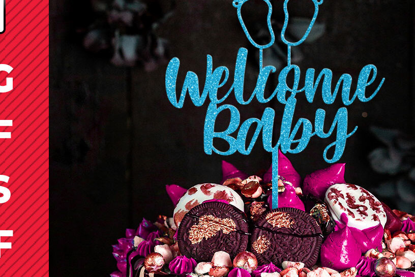 Intra απο ξύλο plywood 3mm-4mm πάχος – Καλώς ήρθες μωρό μου | Baby Shower Cake Topper Δίασταση  20x20 cm INTRAFABR-29155142