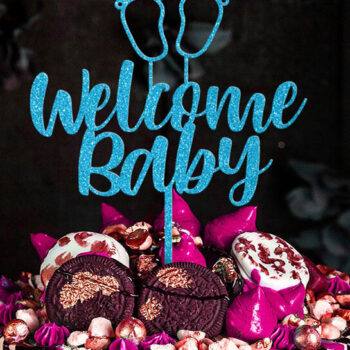 Intra απο ξύλο plywood 3mm-4mm πάχος – Καλώς ήρθες μωρό μου | Baby Shower Cake Topper Δίασταση  20x20 cm INTRAFABR-29155142 - Image 2