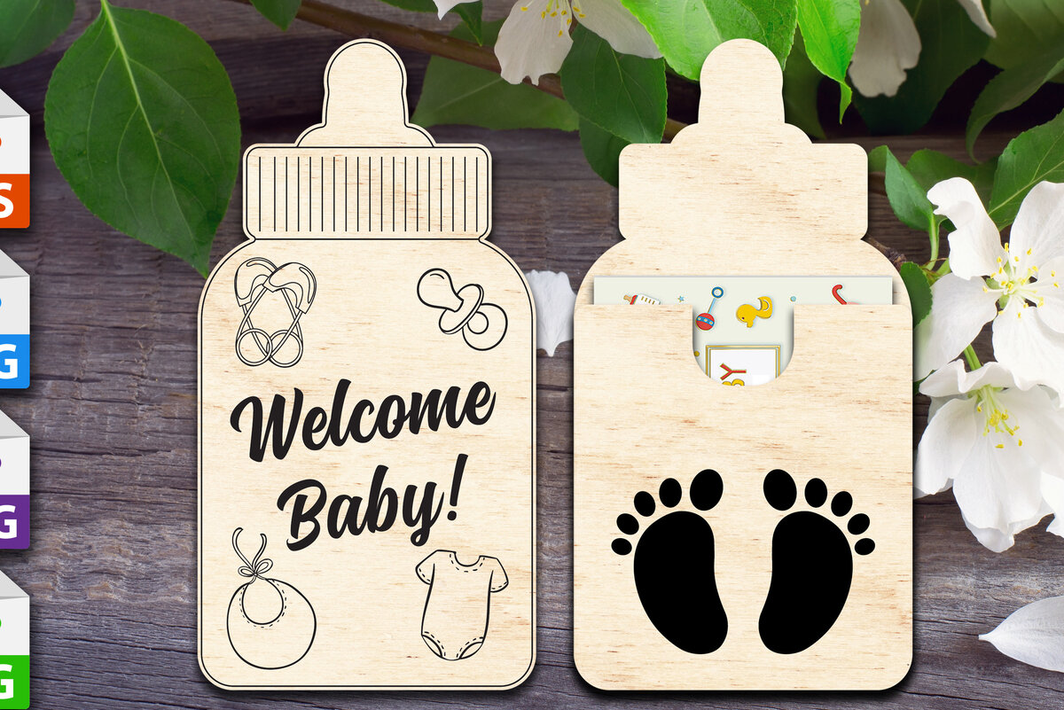 Intra απο ξύλο plywood 3mm-4mm πάχος – Θήκη δώρου για μπιμπερό καλωσορίσματος Δίασταση  20x20 cm INTRAFABR-63023405