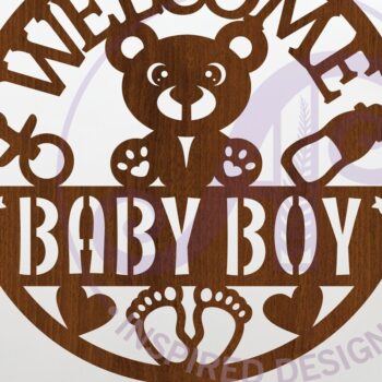 Intra απο ξύλο plywood 3mm-4mm πάχος – Καλώς ήλθατε Baby Boy Wall Sign Δίασταση  40x30 cm INTRAFABR-117829449 - Image 1
