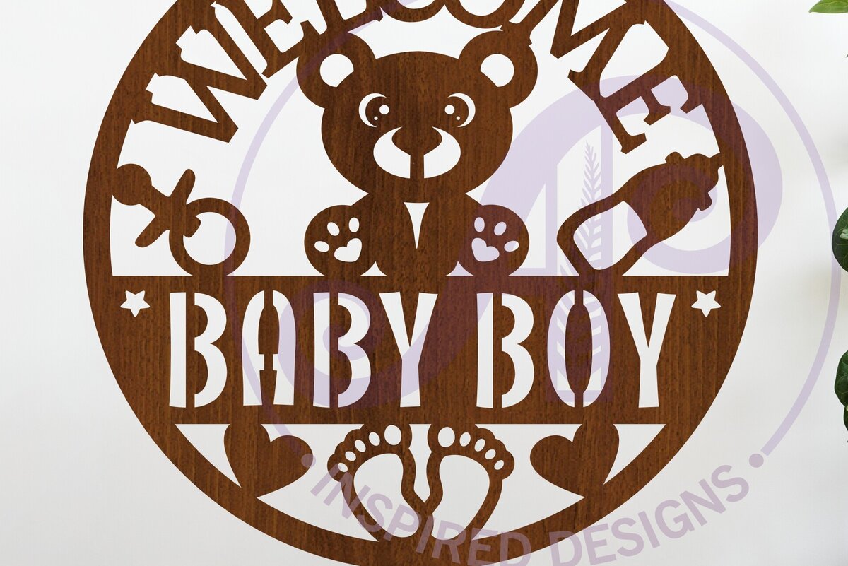 Intra απο ξύλο plywood 3mm-4mm πάχος – Καλώς ήλθατε Baby Boy Wall Sign Δίασταση  40x30 cm INTRAFABR-117829449