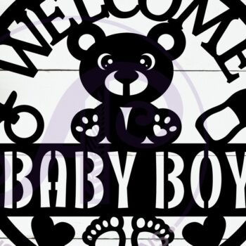 Intra απο ξύλο plywood 3mm-4mm πάχος – Καλώς ήλθατε Baby Boy Wall Sign Δίασταση  40x30 cm INTRAFABR-117829449 - Image 2