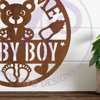 Intra απο ξύλο plywood 3mm-4mm πάχος – Καλώς ήλθατε Baby Boy Wall Sign Δίασταση  40x30 cm INTRAFABR-117829449 - Image 3