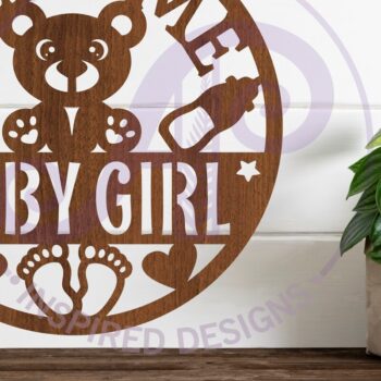 Intra απο ξύλο plywood 3mm-4mm πάχος – Καλώς ορίσατε Baby Girl Wall Sign Laser Δίασταση  40x30 cm INTRAFABR-117829233 - Image 3