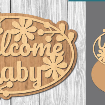 Intra απο ξύλο plywood 3mm-4mm πάχος – Καλωσόρισμα Baby Δίασταση  20x20 cm INTRAFABR-106688471 - Image 1