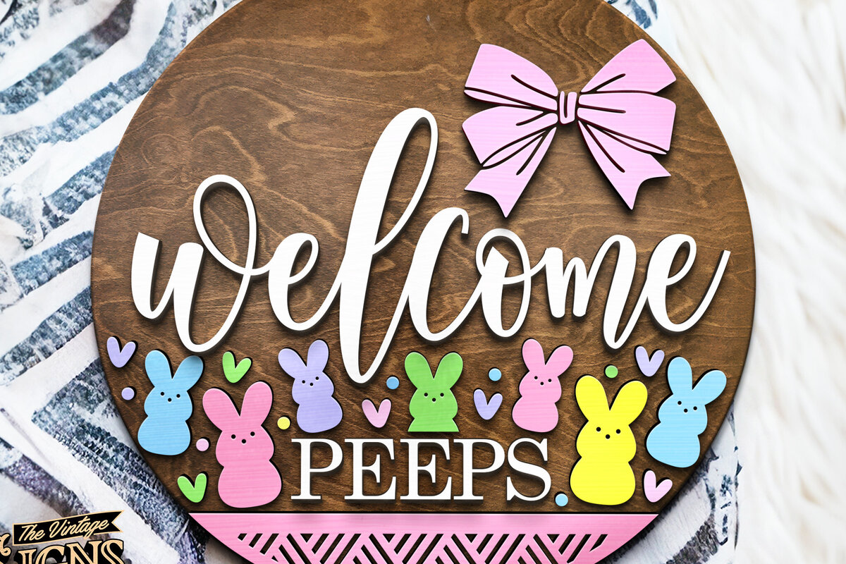 Intra απο ξύλο plywood 3mm-4mm πάχος – Καλώς ορίσατε Bunnies Bow | Κρεμάστρα πόρτας Δίασταση  20x20 cm INTRAFABR-117240208