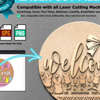 Intra απο ξύλο plywood 3mm-4mm πάχος – Καλώς ορίσατε Bunnies Bow | Κρεμάστρα πόρτας Δίασταση  20x20 cm INTRAFABR-117240208 - Image 2