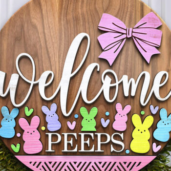 Intra απο ξύλο plywood 3mm-4mm πάχος – Καλώς ορίσατε Bunnies Bow | Κρεμάστρα πόρτας Δίασταση  20x20 cm INTRAFABR-117240208 - Image 4