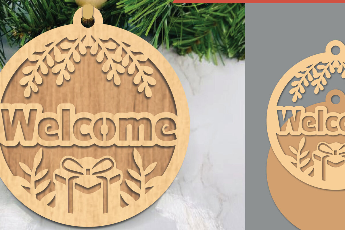 Intra απο ξύλο plywood 3mm-4mm πάχος – Καλωσορίσατε Χριστουγεννιάτικο στολίδι με Δίασταση  20x20 cm INTRAFABR-106888386
