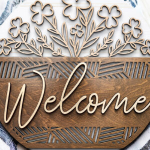 Intra απο ξύλο plywood 3mm-4mm πάχος – Καλωσορίσατε Τριφύλλια | Κρεμάστρα πόρτας Δίασταση  20x20 cm INTRAFABR-117239934