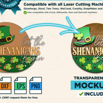 Intra απο ξύλο plywood 3mm-4mm πάχος – Καλωσορίσατε Τριφύλλια | Κρεμάστρα πόρτας Δίασταση  20x20 cm INTRAFABR-117239908 - Image 2