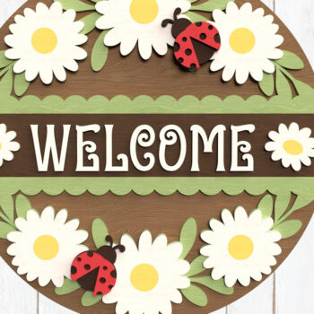 Intra απο ξύλο plywood 3mm-4mm πάχος – Καλώς ορίσατε Daisy Sign Δίασταση  40x30 cm INTRAFABR-122961137 - Image 1