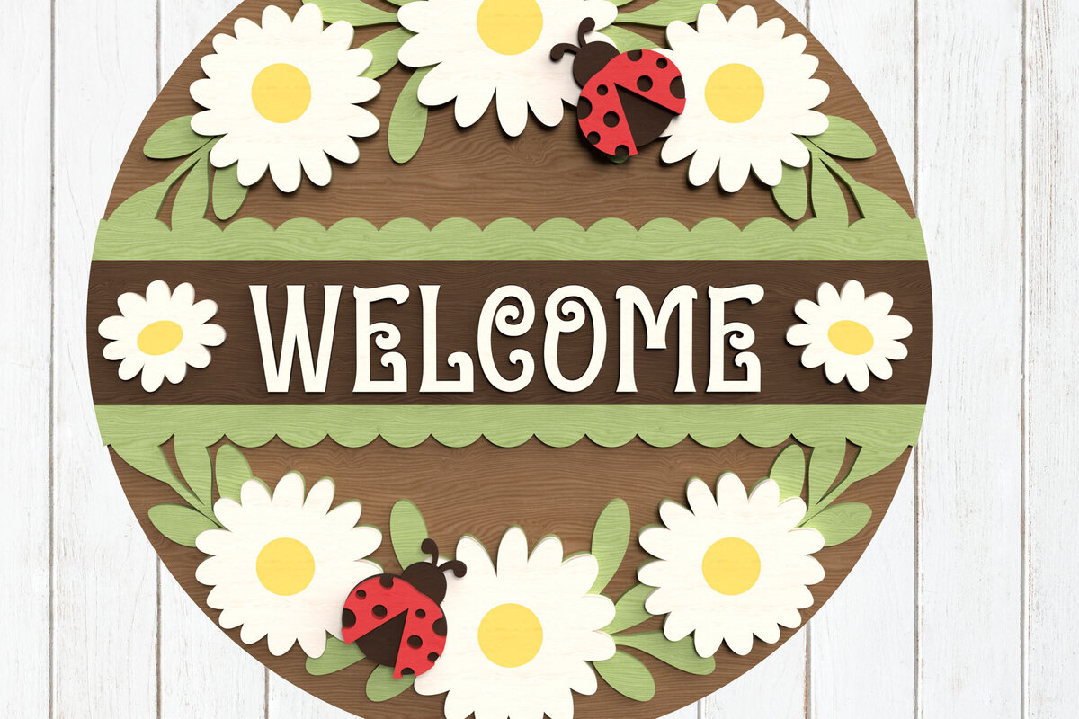 Intra απο ξύλο plywood 3mm-4mm πάχος – Καλώς ορίσατε Daisy Sign Δίασταση  40x30 cm INTRAFABR-122961137