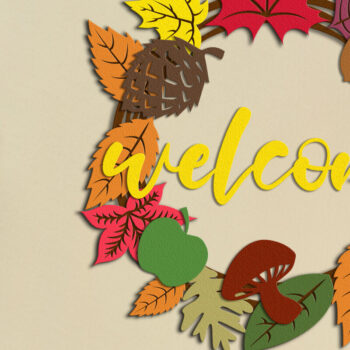 Intra απο ξύλο plywood 3mm-4mm πάχος – Καλωσόρισμα Διακοσμητικό Φθινοπωρινό στεφάνι Δίασταση  40x30 cm INTRAFABR-106631878 - Image 1