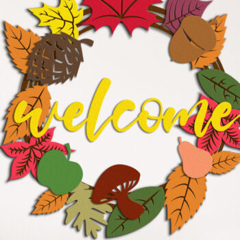 Intra απο ξύλο plywood 3mm-4mm πάχος – Καλωσόρισμα Διακοσμητικό Φθινοπωρινό στεφάνι Δίασταση  40x30 cm INTRAFABR-106631878 - Image 2