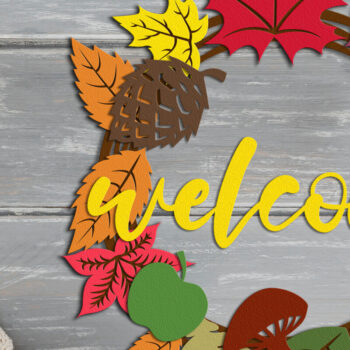 Intra απο ξύλο plywood 3mm-4mm πάχος – Καλωσόρισμα Διακοσμητικό Φθινοπωρινό στεφάνι Δίασταση  40x30 cm INTRAFABR-106631878 - Image 3