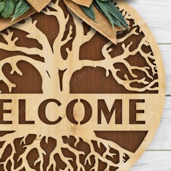 Intra απο ξύλο plywood 3mm-4mm πάχος – Welcome Door Hanger Files Δίασταση  20x20 cm INTRAFABR-72173781 - Image 1