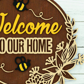 Intra απο ξύλο plywood 3mm-4mm πάχος – Welcome Door Hanger Files Δίασταση  20x20 cm INTRAFABR-72392044 - Image 1